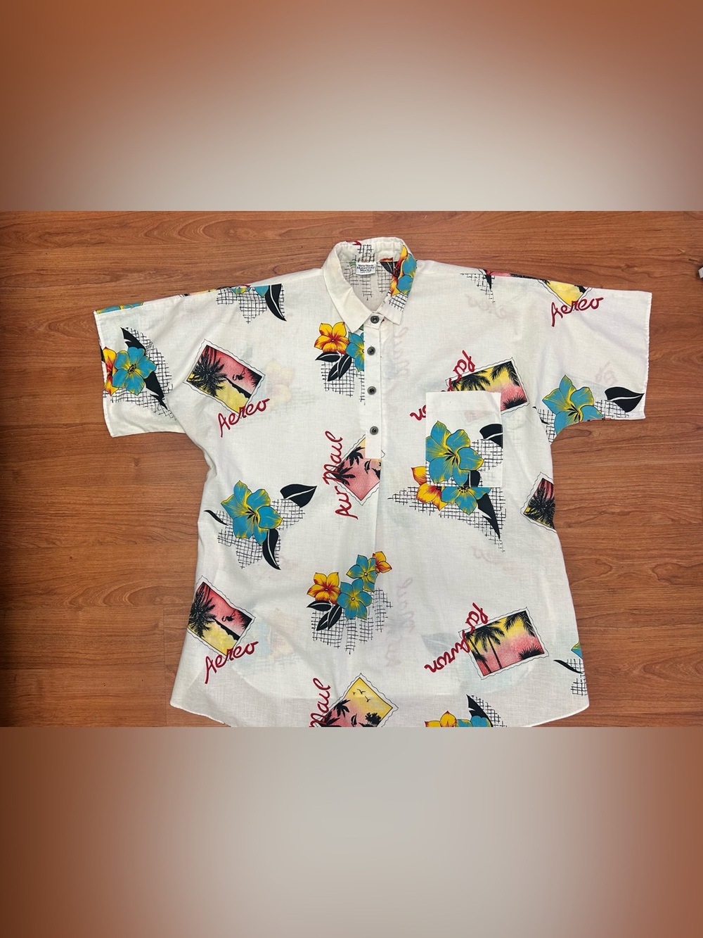 Vintage New York Maternity Works, Maternity Hawaiian 3/4 Button Up Shirt Size 14